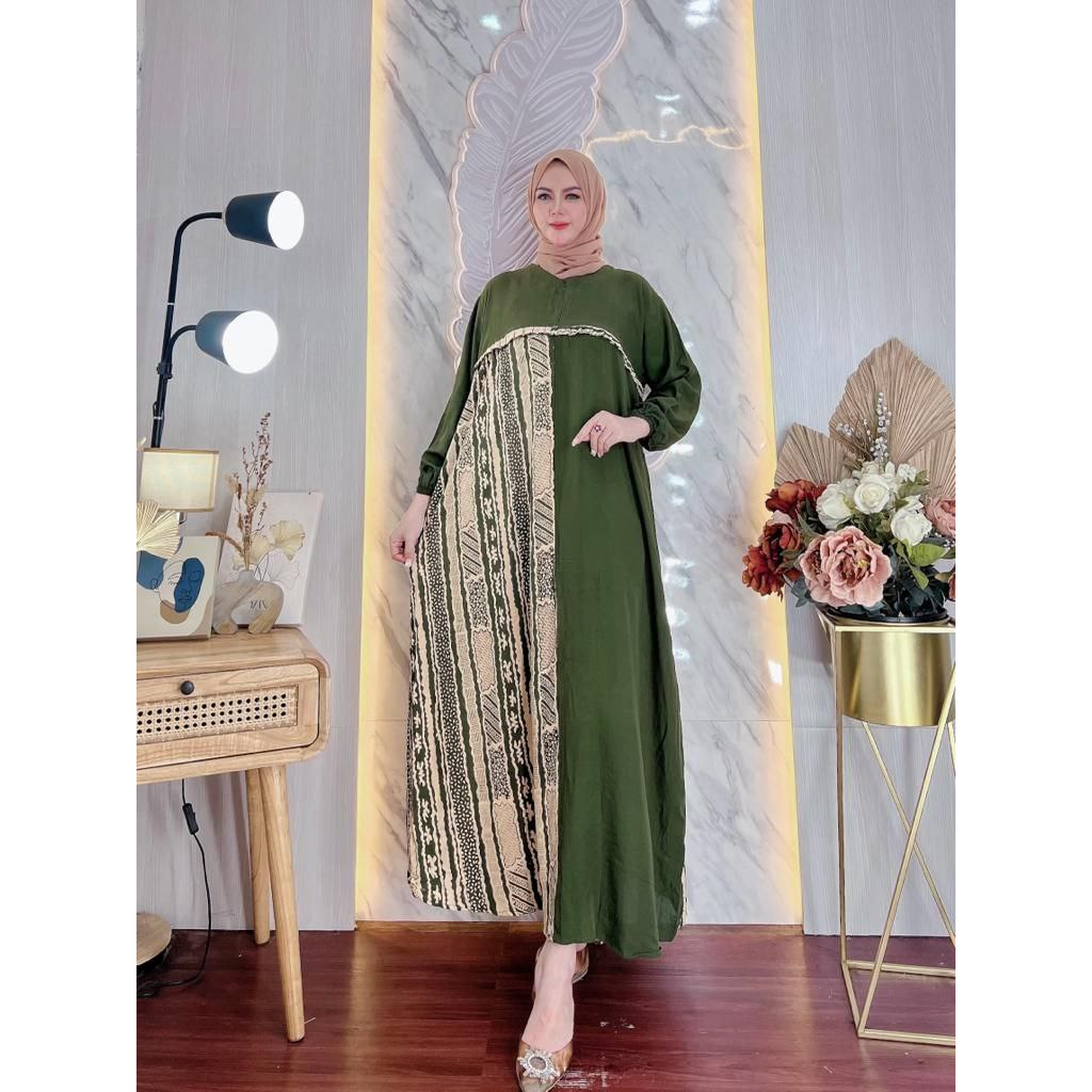 Gamis Rayon Ld 120 Terbaru Motif Viral Elegan Dan Trendy-Army Polos