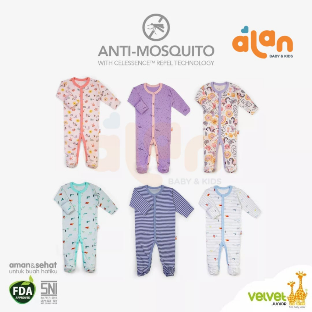 Velvet Dreamwear Boy/Girl Anti Mosquito 2pcs - RANDOM Jumsuit Bayi