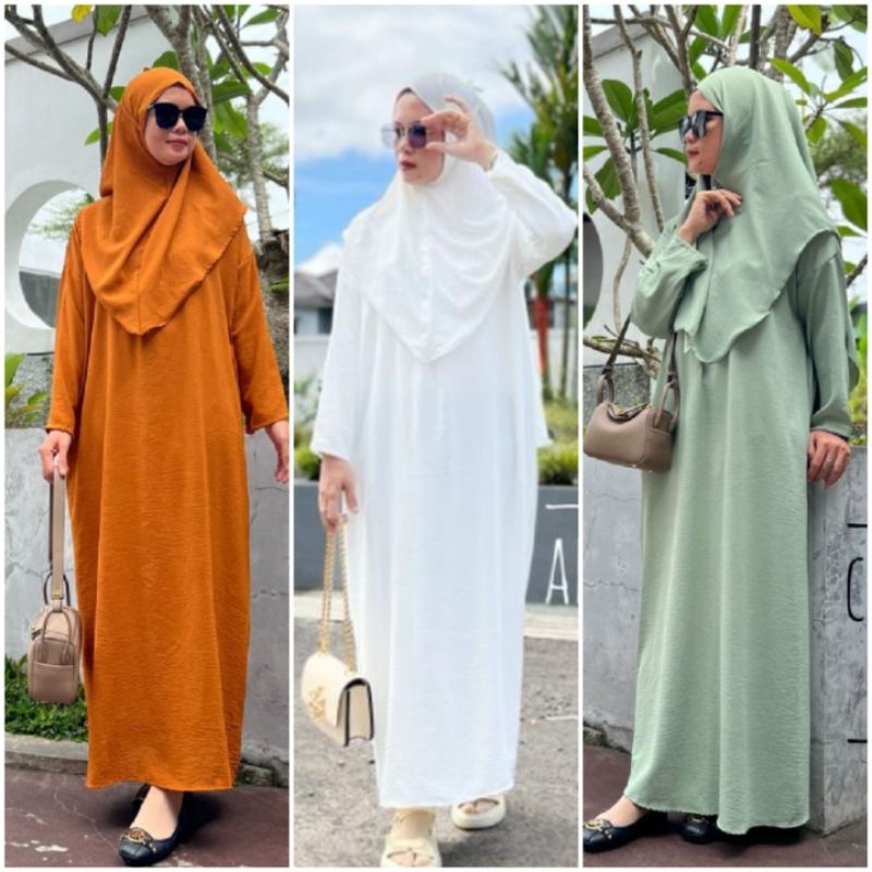 BISA COD ABAYA SET KHIMAR/ ABAYA CRINCKLE AIRFLOW/ABAYA CRINCKLE/ ABAYA SET HIJAB/ ABAYA POLOS/ ABAY