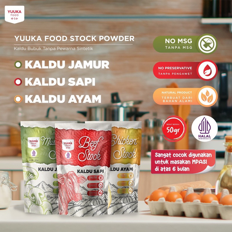 Yuuka Food Kaldu Mpasi NON MSG 50gr Kaldu Ayam Kaldu Sapi Kaldu Jamur Mpasi