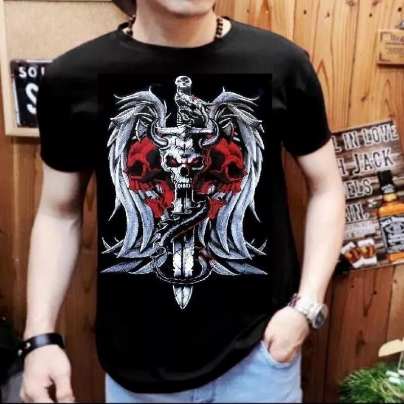 GM COD KAOS PRIA TENGKORAK MERAH DISTRO TERMURAH/KAOS T-SHRIT/KAOS LENGAN PENDEK MURAH DAN TERLARIS