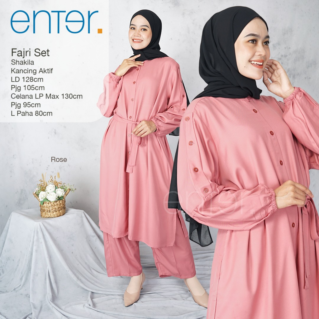 Fajri One Set Setelan Shakilla Kancing Aktif Jumbo Muslim Original Produk By Enter