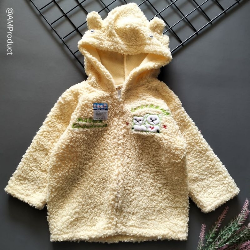 jaket mantel bayi bulu lembut 3-18 bln