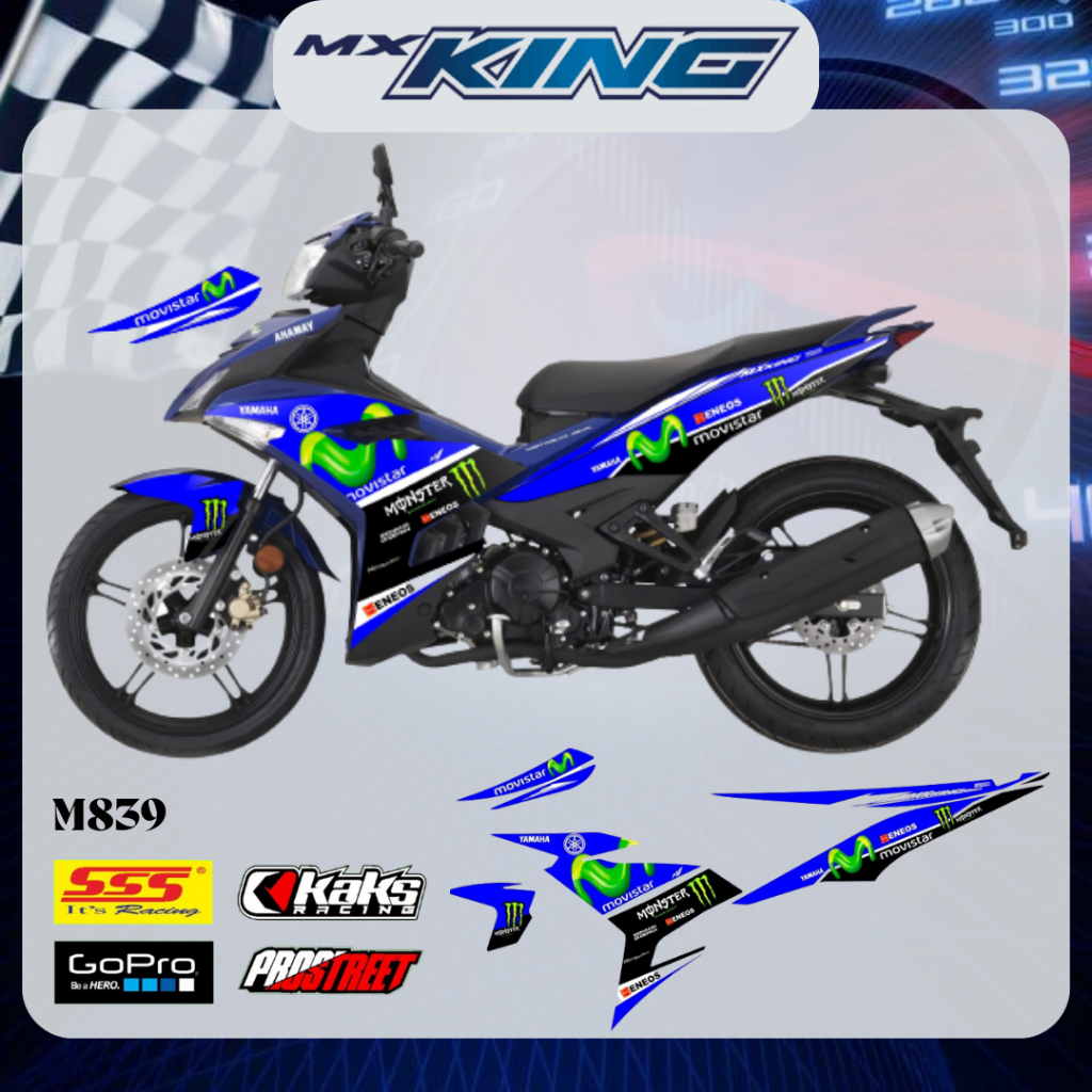 Sticker Striping Lis Motor Yamaha Yamaha MX KING 150 Tahun 2015 2016 2017 2018 2019 M839 Stiker Deca