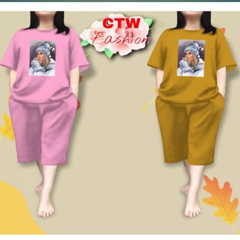 STELAN JUMBO OVERSIZE/KAOS WANITA CELANA PENDEK LD 115CM