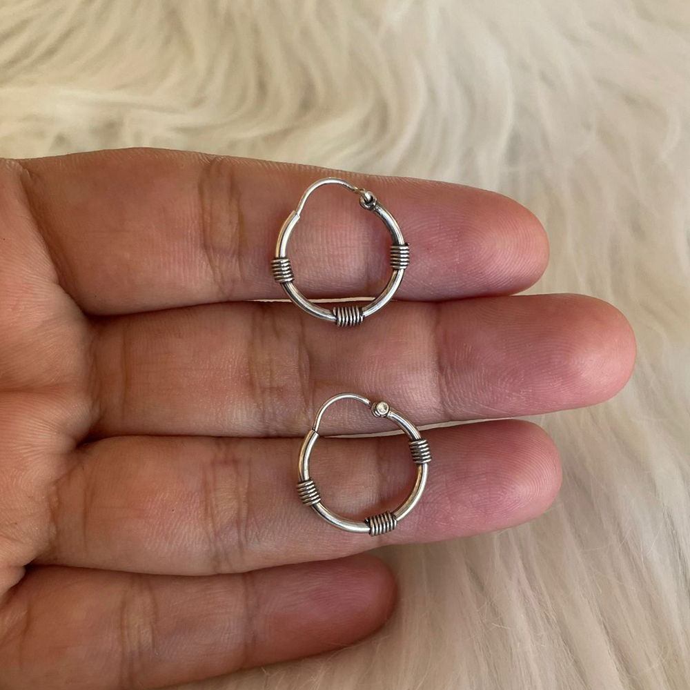 Anting Earrings Perak Silver Bali Hoop Kecil Budhis tiga lilit Bulat Bayi Balita Anak Pria Wanita As