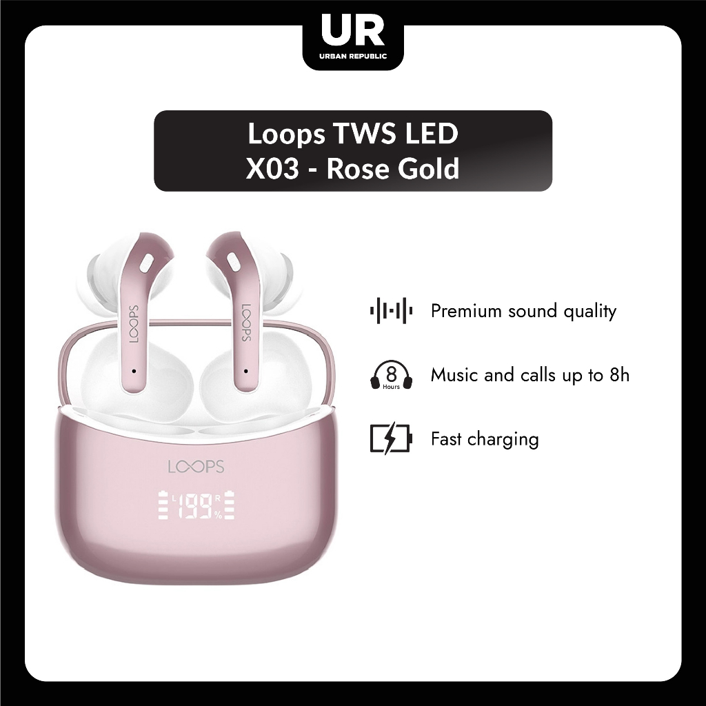 Loops TWS Earphone LED X03 - Rose Gold