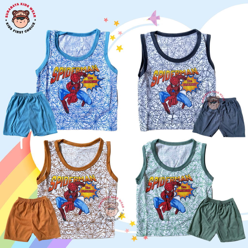 Setelan Singlet Bayi Motif Superhero