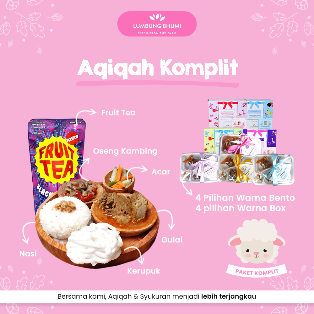 

Lumbung Bhumi - Paket Aqiqah Domba / Kambing - Nasi Box KOMPLIT