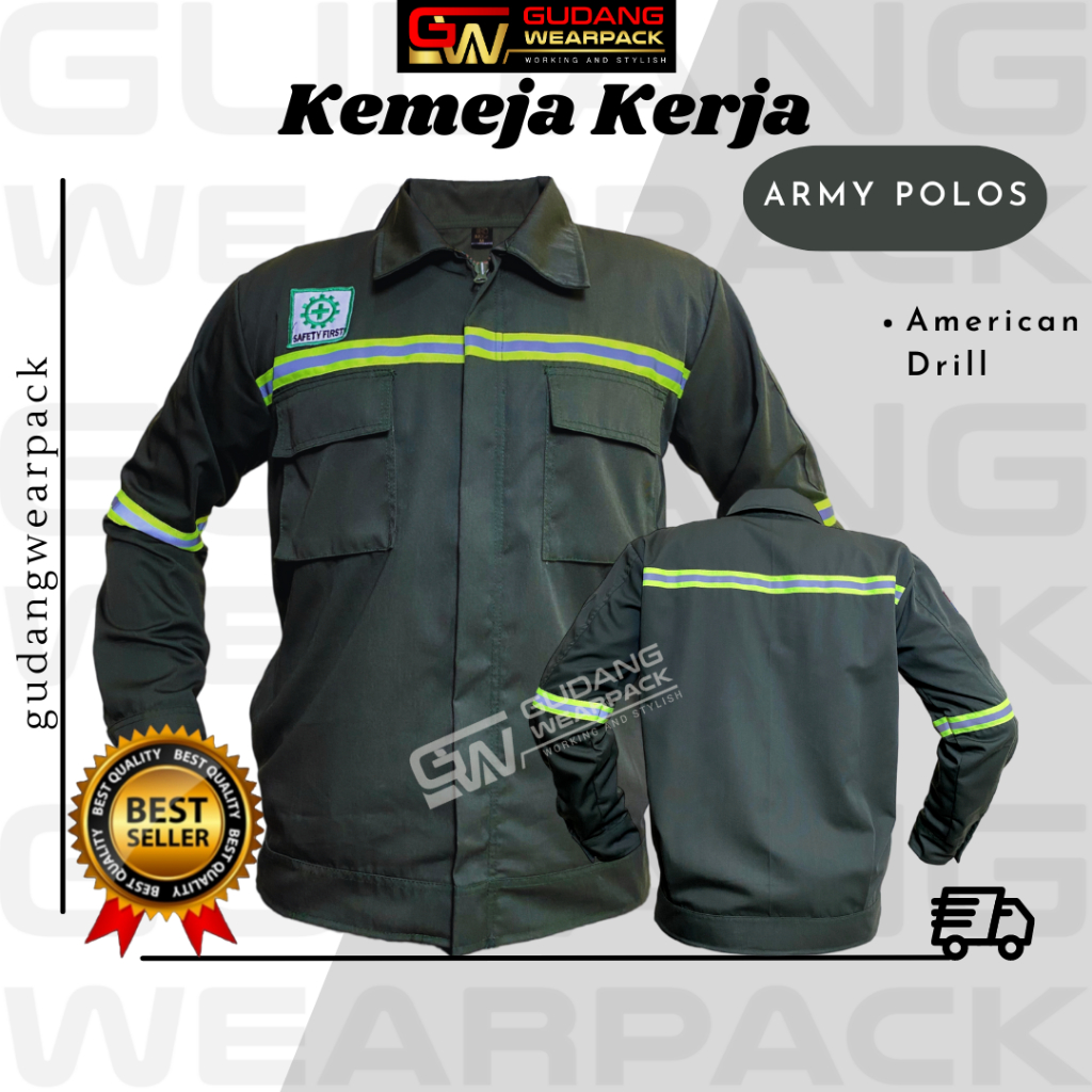 Gudang Wearpack - Baju Kerja Seragam Proyek Warna Army Polos