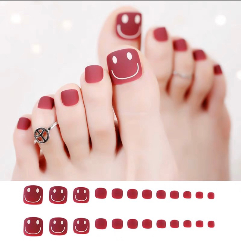 Kuku Palsu kaki【 J1，sudah ada lem】Nikah Wedding False Nailart Pengantin kaki