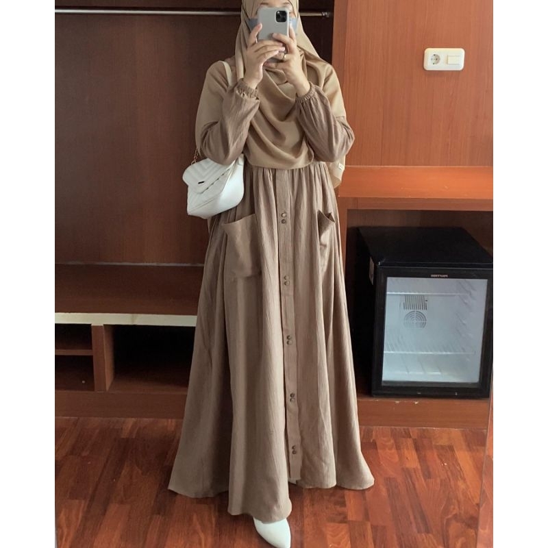 ZEA DRESS LINEN PREMIUM GAMIS MUSLIMAH KEKINIAN/DRESS MAXY TERBARU POCKU MIDI DRESS/GAMIS SYARI/FASHION MUSLIM WANITA HIJAB/FAR MOSLEMSTORE