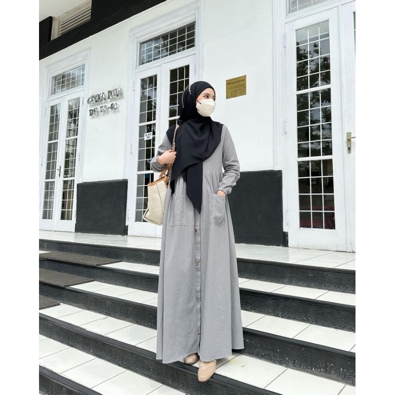 ZEA DRESS LINEN PREMIUM GAMIS MUSLIMAH KEKINIAN/DRESS MAXY TERBARU POCKU MIDI DRESS/GAMIS SYARI/FASHION MUSLIM WANITA HIJAB/FAR MOSLEMSTORE