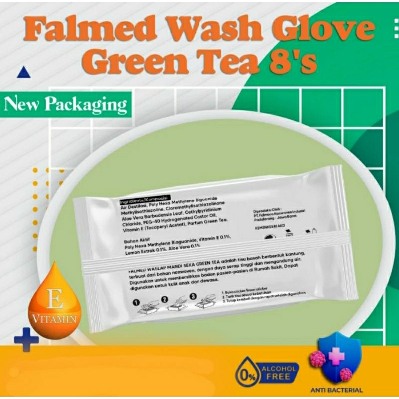 FALMED WASH GLOVE 8'S | WASLAP MANDI | KANTUNG SEKA DEWASA | LAP. SEKA | WET WIPES | TISSUE BASAH