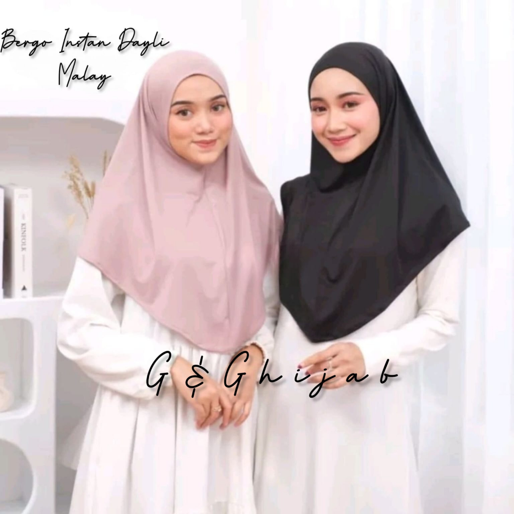 Hijab Malay Instan | Bergo Malay Instan Jersey Non Ped | Jilbab Malaysia Instan premium | Jilbab Malay Instan Jersey | Bergo Malay