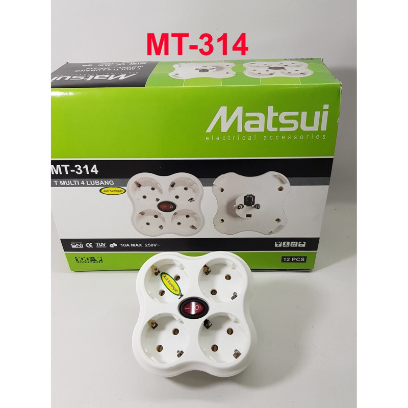 4in1 Matsui Switch On OFF / T Multi Colokan Listrik Lubang 4 / Stop Kontak Out Bow 4 in 1 Switch Matsui MT-314