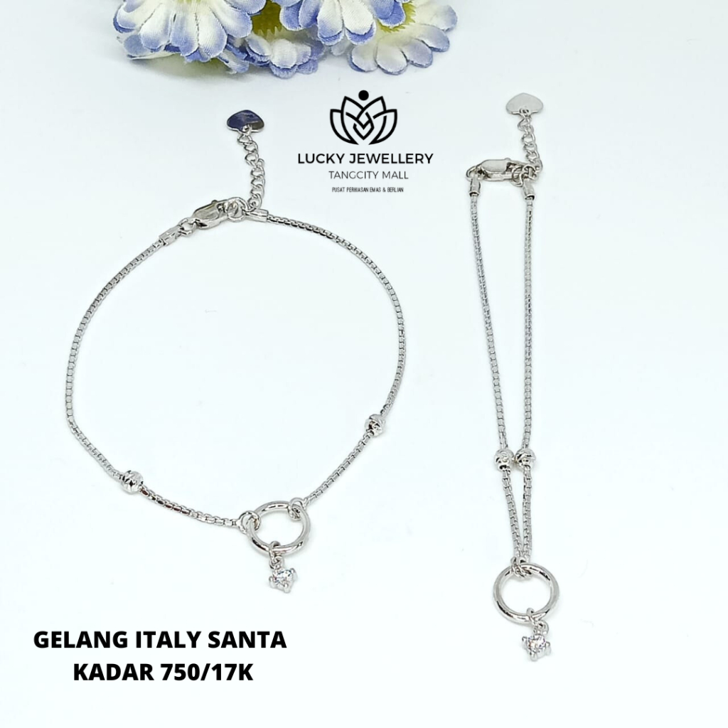 GELANG ITALY SANTA FASHION EMAS PUTIH KADAR 750/17K 2.52 GR P 19 CM