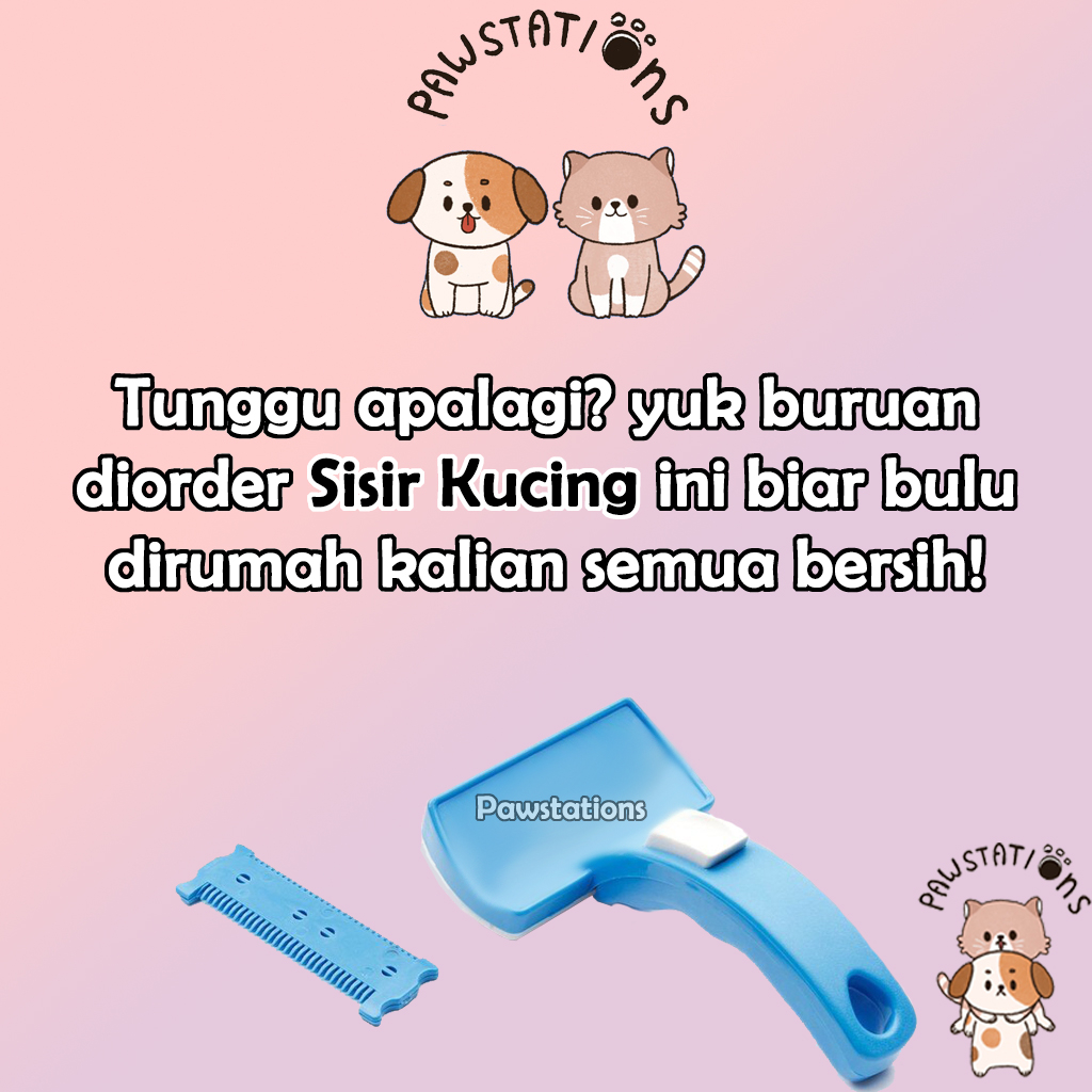 Sisir Kucing &amp; Anjing dengan Tombol Sisir Kelinci