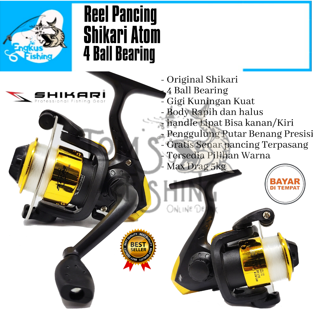 Reel Pancing Shikari Atom Murah 4 Bearing (Gratis Senar) Murah - Engkus Fishing