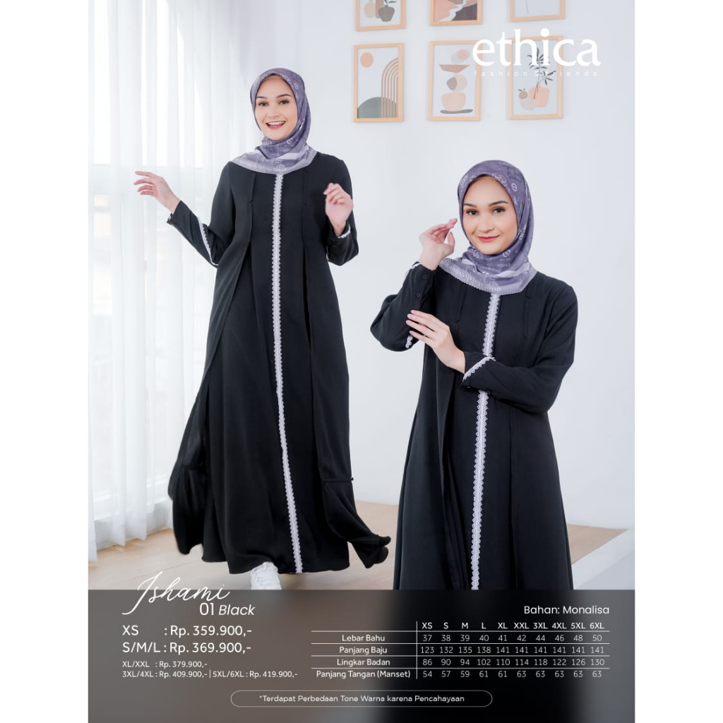 BAJU GAMIS ETHICA ISHAMI 01 BLACK