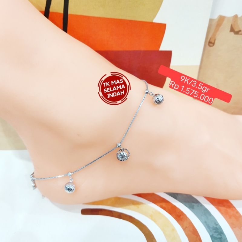 Gelang Kaki Korea Emas Putih Kadar 8K-9K (375-420)