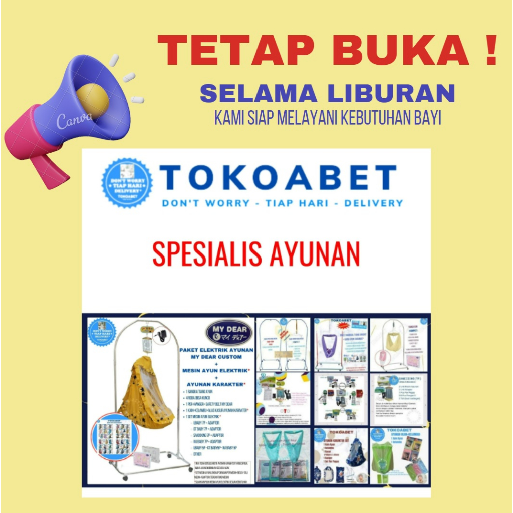 Paket Manual Ayunan Bayi Portable ORIENT Warna Warni dg Kain Ayun dan Kelambu dan PER#tokoabet