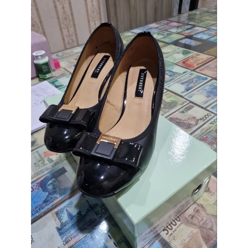 SEPATU SANDAL PANTOFEL WEDGES HITAM WANITA EVERBEST