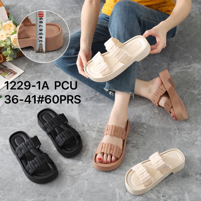 Sandal Wedges Selop Jelly Shoes Wanita Strip Dua Anyam 1229