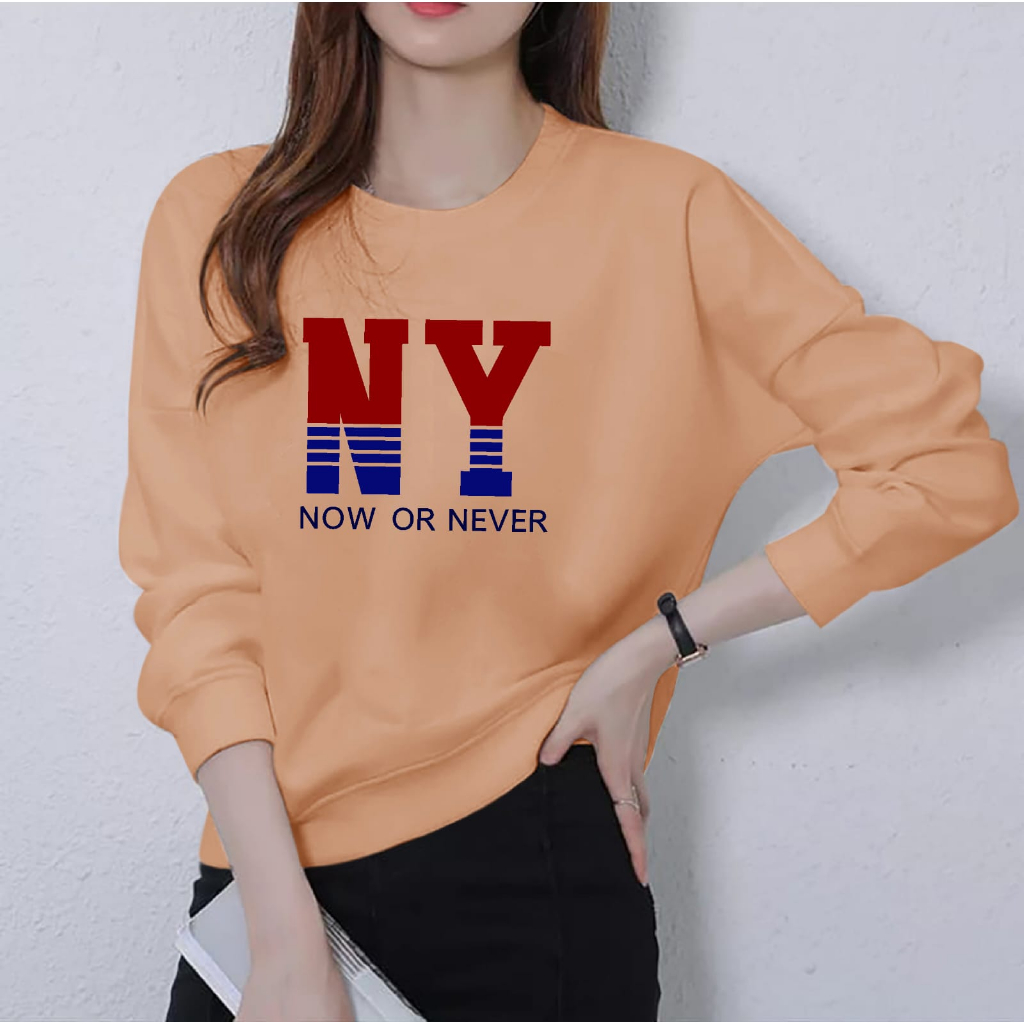 BAJU ATASAN NY BIG COLOR GIRL-BAJU DISTRO CEWEK KEREN LENGAN PANJANG MASA KINI DAN TERLARIS/BAJU WANITA TERBARU