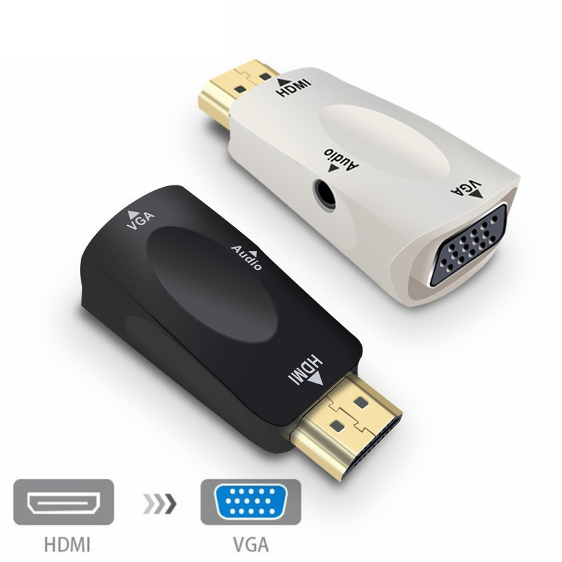 Converter HDMI MALE to ke VGA FEMALE  with Port Audio Konverter Full HD 1080p