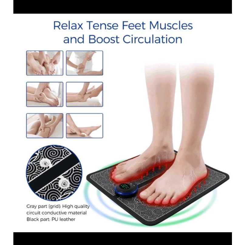 EMS Foot Massage Pijat Kaki Elektrik Refleksi Pad Mat Akupuntur Portable Meningkatkan Sirkulasi Darah Meredakan Sakit