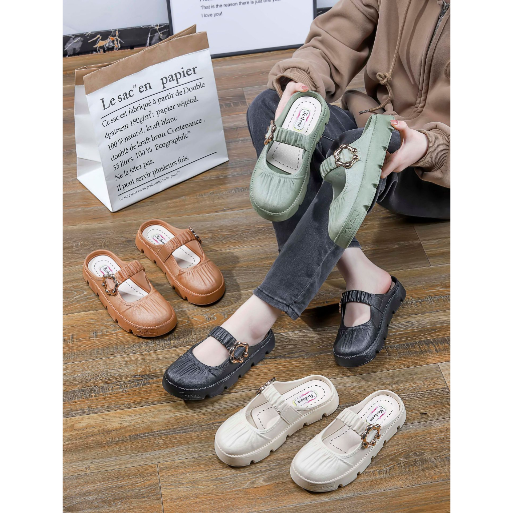 AND / COD / Sepatu Sandal Wanita Import Sepatu Slip On Perempuan Fashion Korea Sepatu Jalan Cewek Kasual Motif Polos Cantik Murah SPT-63