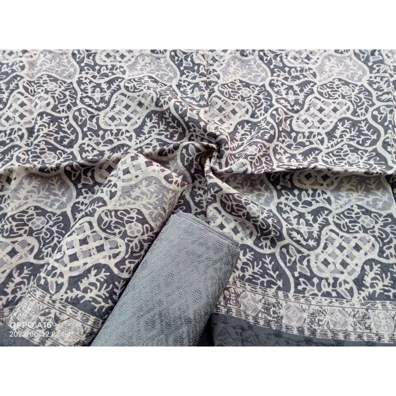 kain batik viscose cap indigo khas Cirebon batik Fariza terbaru