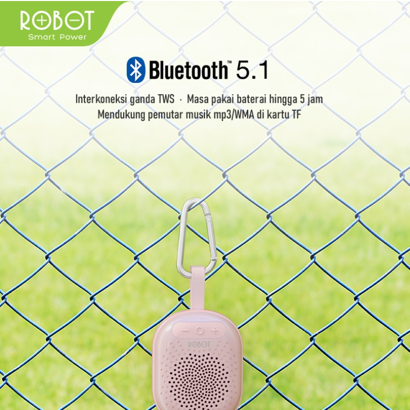 ROBOT TWS Speaker Bluetooth 5.1 Mini Portable RB20 With RGB Light Pink/Blue - Garansi Resmi 1 Tahun