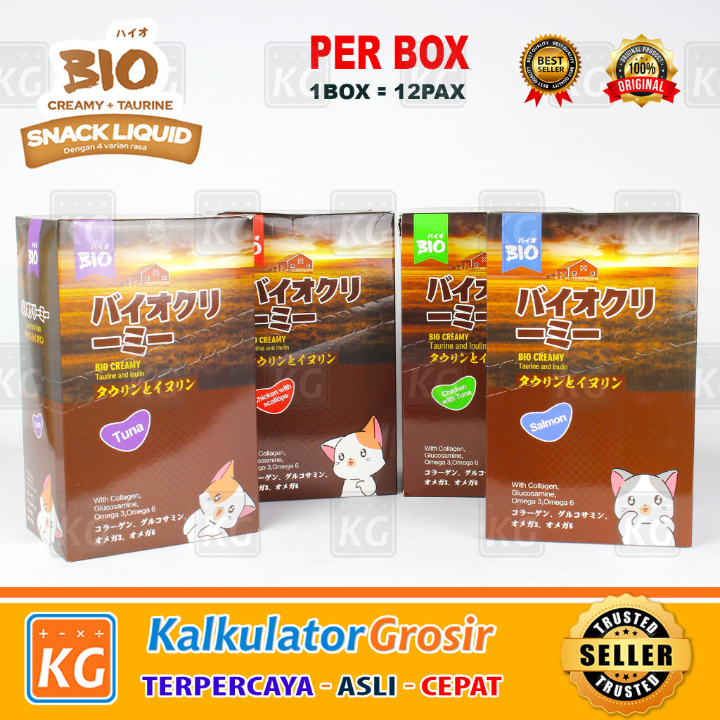 Snack Kucing Bio Creamy Treats 15g Cemilan Snack Kucing 15gr No Meo Cair Adult &amp; Kitten 1Box