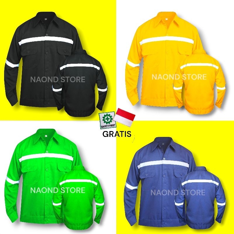 Baju Wearpack Kemeja Safety K3 Proyek Tambang Lengan Panjang - Pakaian Seragam Wearpack Kerja Atasan Scotlite Lapangan/KEMEJA SAFETY TANGAN PANJANG