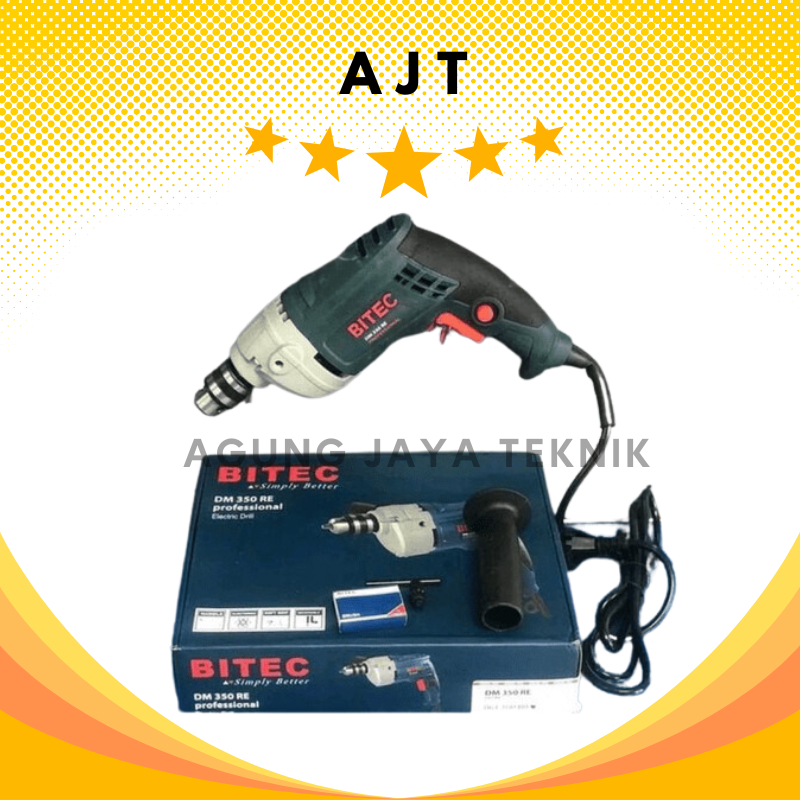 Bor 10mm DM-350RE Bitec / Mesin Bor Tangan 10mm DM 350 Bitec / Bor Besi Kayu Keyless 10mm Bitec