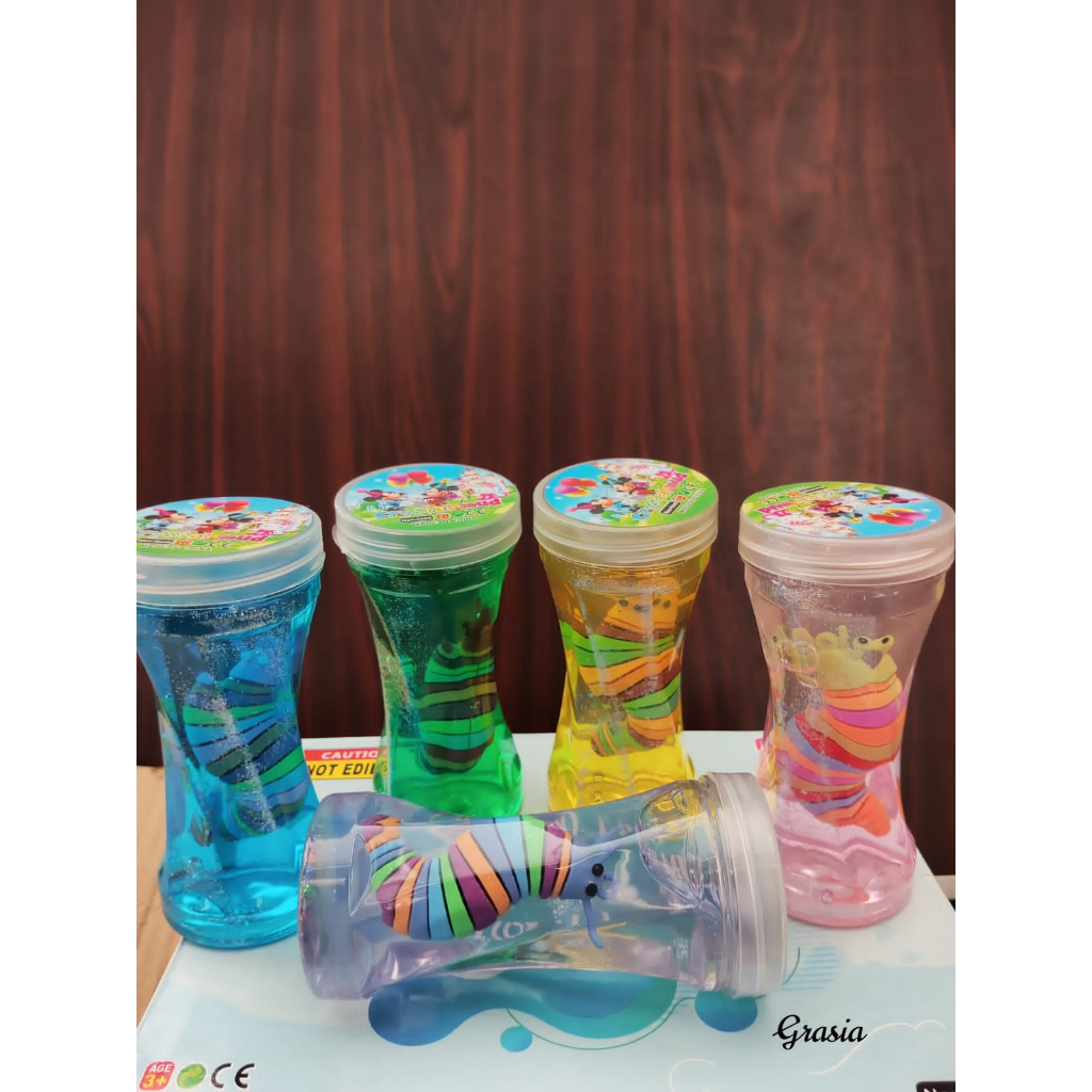 Promo Mainan Anak Crystal Mud  Slime Glitter Ulat Warna-Warni