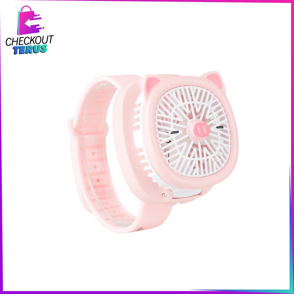 CT C875 Kipas Jam Tangan Mini Portable USB Rechargeable Wirst Watch Fan Kipas Angin Karakter Animal Model Jam Tangan Strap Kipas Kecil