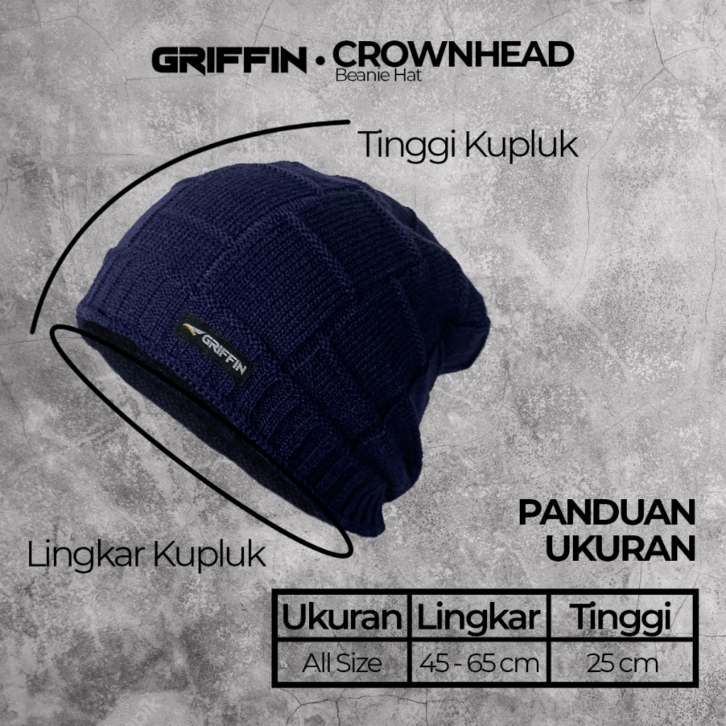 Topi Kupluk Pria Rajut Dewasa Keren Premium Crownhead by Griffin