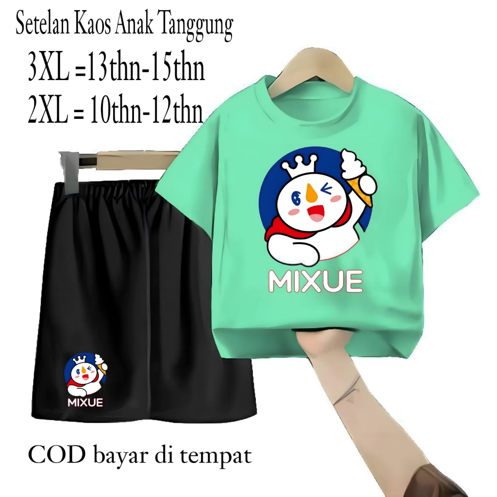 Hzl_outfit Setelan Kaos Mixue Anak Tanggung XXL-3XL