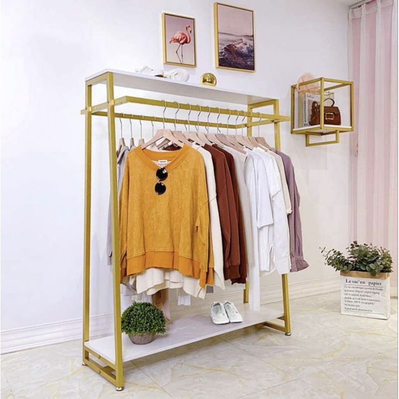 [RC] Rak Baju Butik Gold Motif Marmer Clasik