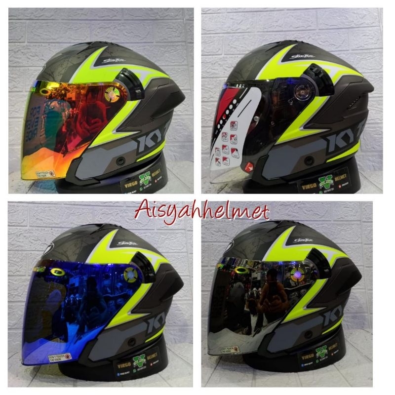 HELM KYT NFJ ATTITUDE MATT ANTHRACITE/YELLOW PAKET GANTENG
