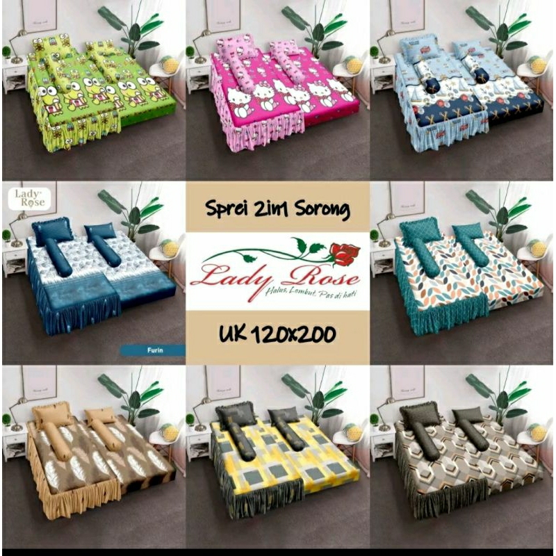 Sprei sorong Lady Rose/Sprei duo Lady Rose 2 in 1
