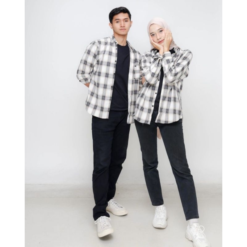 Kayoon Kemeja Couple Set - Baju Couple Kemeja Flanel Kotak Kotak - Outer Couple Pasangan OOTD