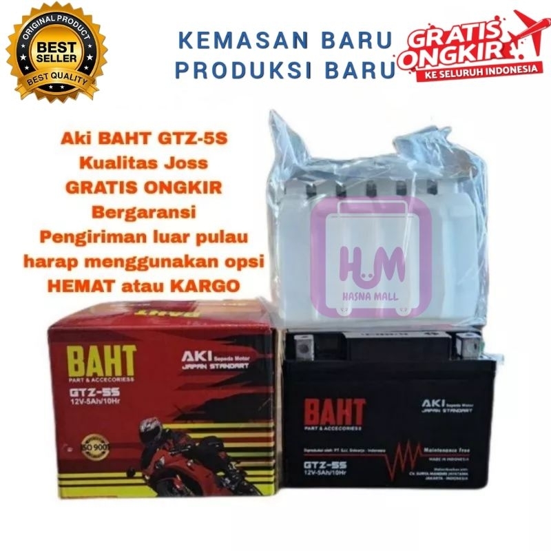 Aki Motor Kering murah Aki motor terlaris Bath GTZ-5S MF 12V 5Ah/10HR