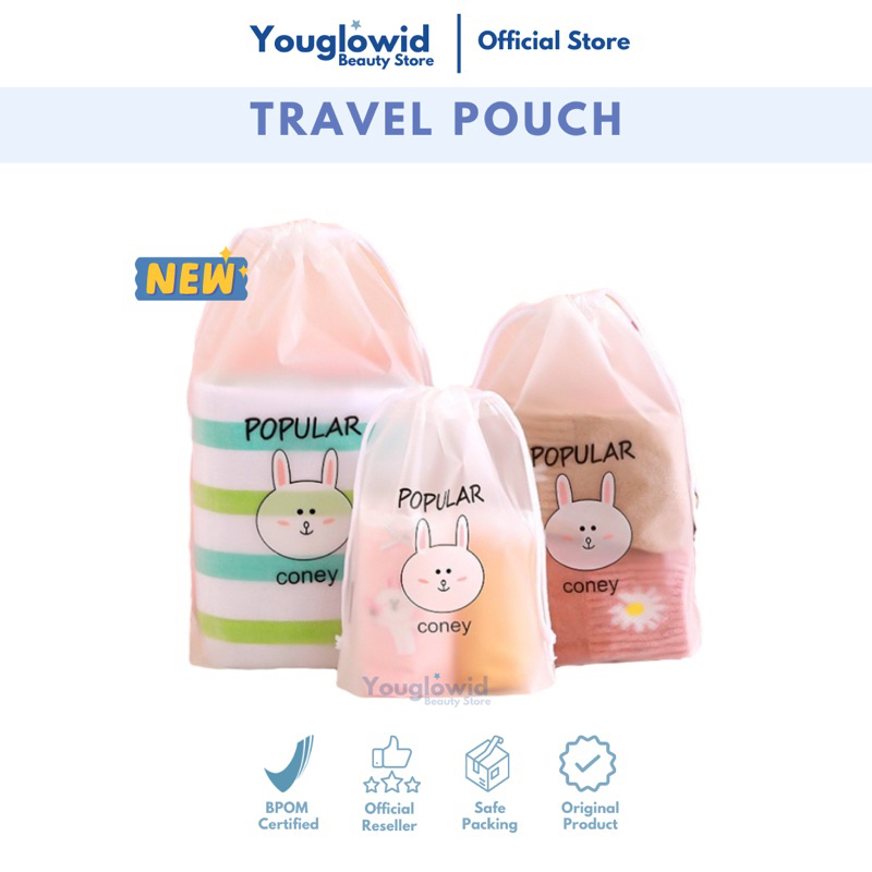 Travel Pouch Anti Air - Tas Serut Serba Guna Motif Lucu | Tas Organizer Bag Impor | Tas Kosmetik Skincare Alat Mandi Viral