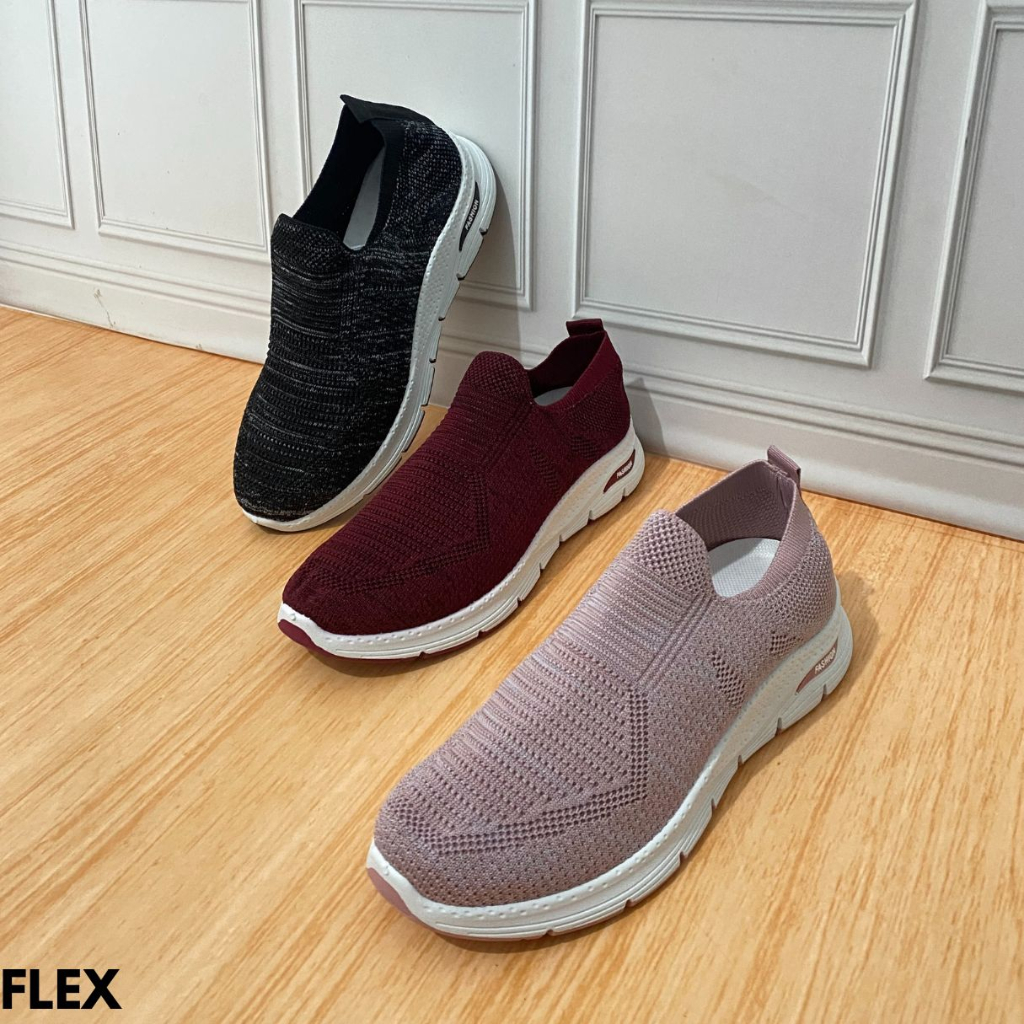 SEPATU SNEAKERS WANITA CANTIK SIMPLE NYAMAN GAYA SPORT BAHAN FLYKNIT IMPORT FLEX