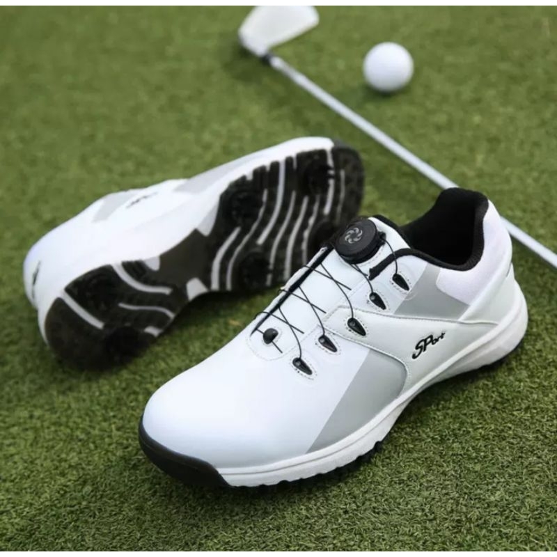 Sepatu Golf Tali Knob BOA Golf Shoes White 8005