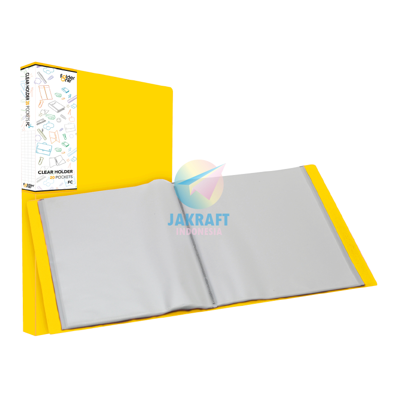 

(1 Pcs) Map Clear Holder Folio F4 FC isi 20 Display Book Kuning Yellow Document Keeper Tebal